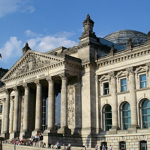Fronton du Reichstag, siège du Parlement allemand, le Bundestag
