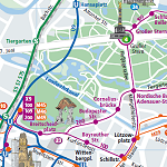Flyer touristique de la BVG avec les principaux points d'intérêt de Berlin