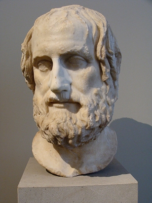 Copie romaine d'un buste grec d'Euripide, Antikensammlung im Alten Museum, Collection antique de l'Altes Museum