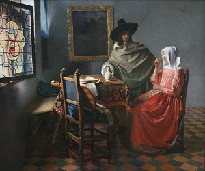 Herr und Dame beim Wein, Jan vermeer van Delft, Gemäldegalerie Berlin, holländische Malerei